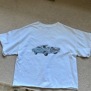 John Galt white crop tee shirt